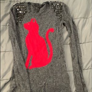 BCBG Sequined Red Kitten Sweater